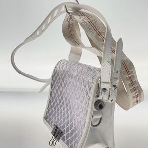 Off-White Quilted Crossbody Bag in White and Gray